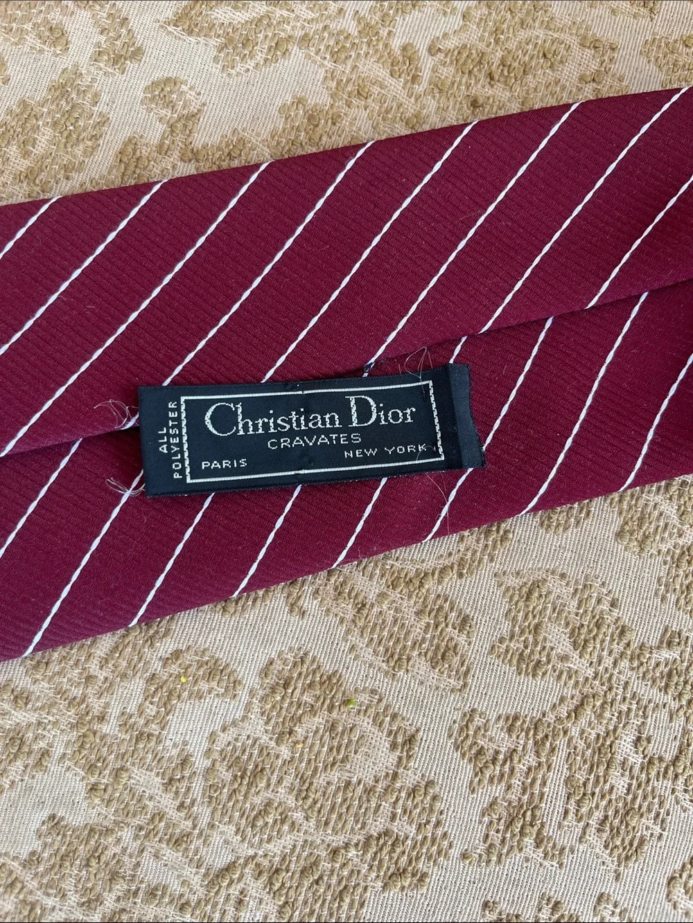 Vintage Christian Dior Burgundy Men’s Striped Neck Tie